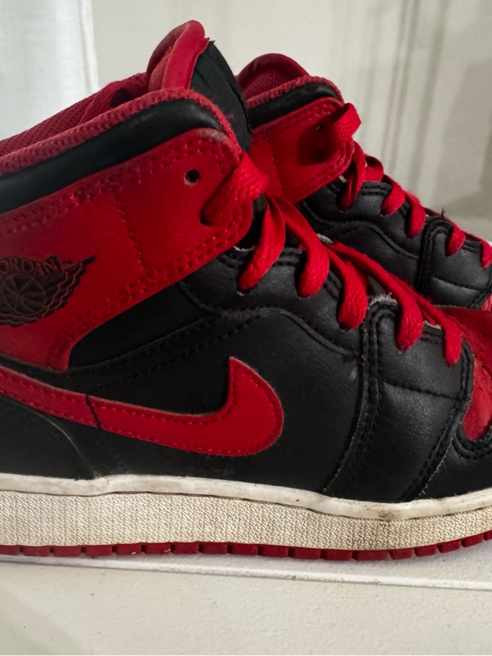 Jordan Red and Black Interior Tag Sneaker